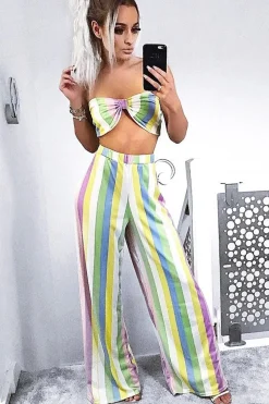 Rebellious Fashion Pastel Coloured Stripe Co-Ord Set - Haddy