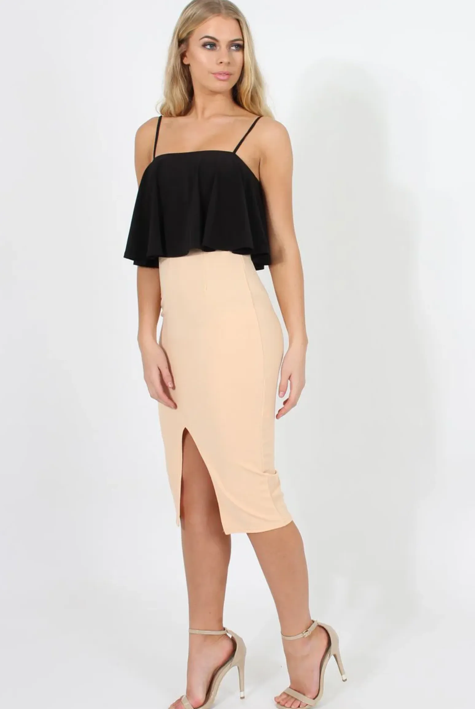 Rebellious Fashion Peach High Waisted Midi Skirt - Bobbie