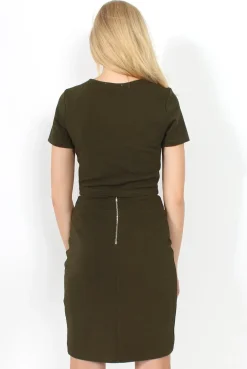 Rebellious Fashion Phoebe Khaki Ribbed Mesh Two Piece