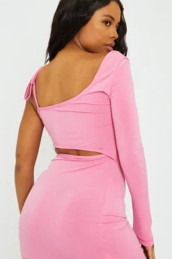 Rebellious Fashion Pink Cut Out One Sleeve Mini Dress - Brisa