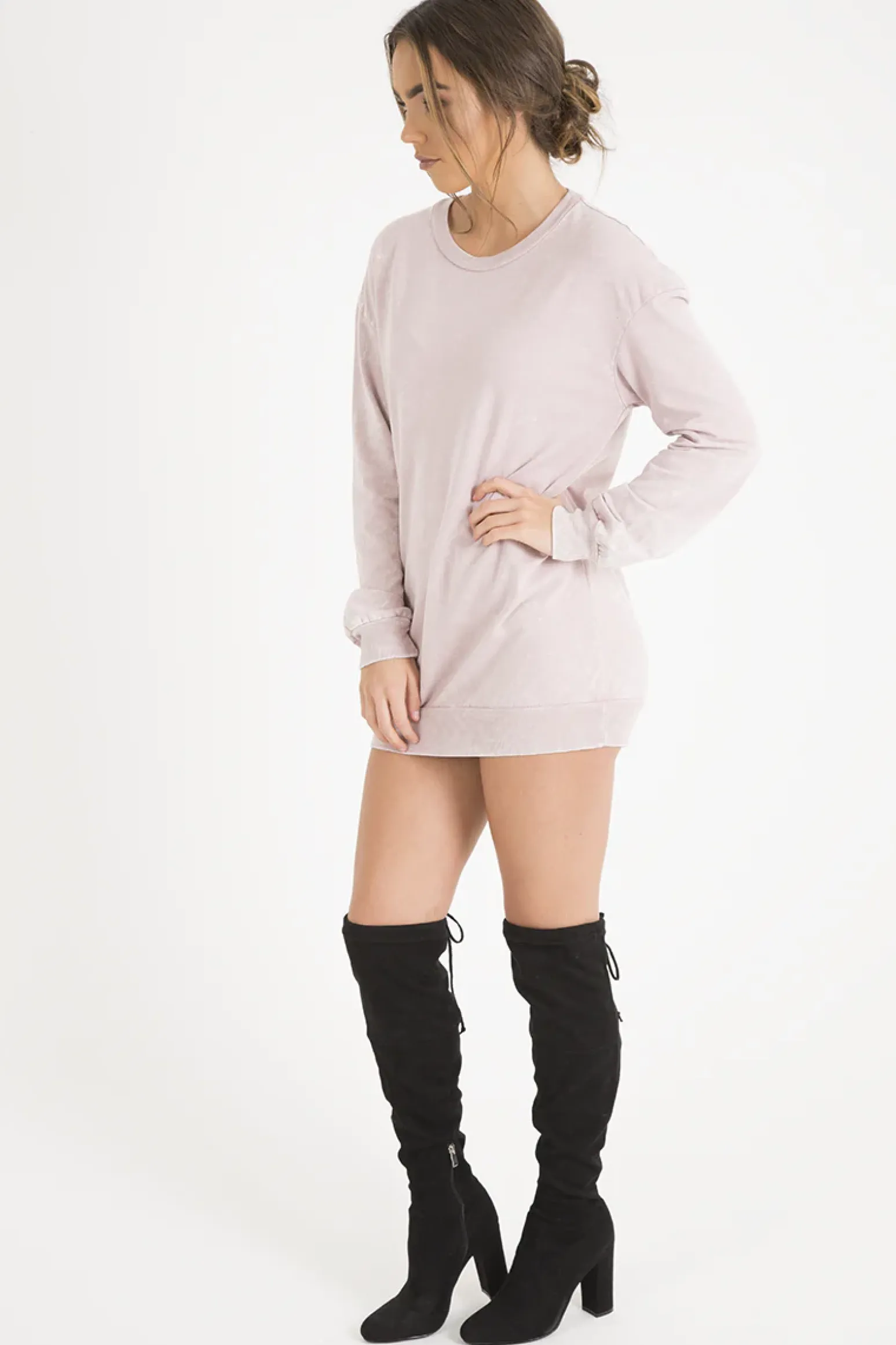 Rebellious Fashion Pink Acid Wash Jumper Dress - Cheryl