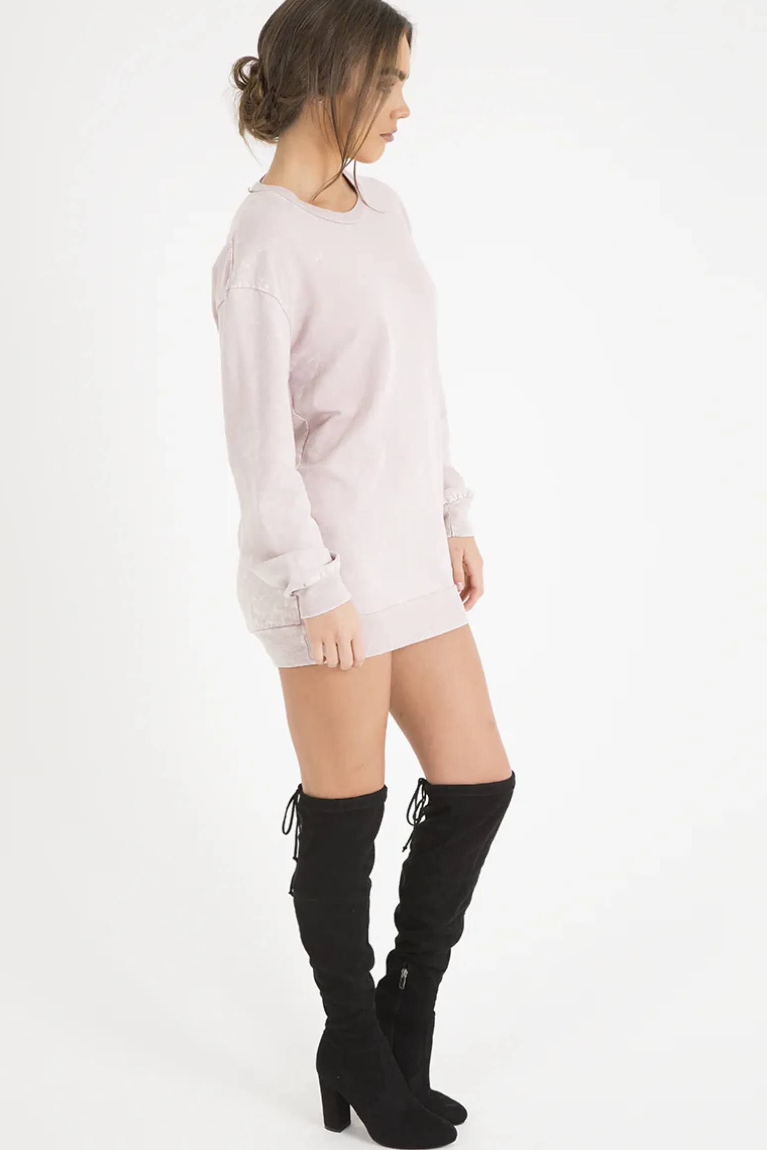 Rebellious Fashion Pink Acid Wash Jumper Dress - Cheryl