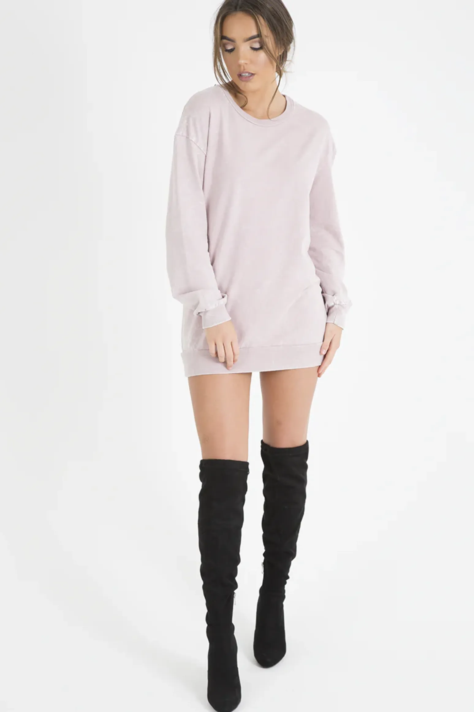 Rebellious Fashion Pink Acid Wash Jumper Dress - Cheryl
