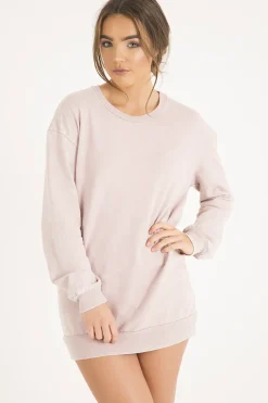 Rebellious Fashion Pink Acid Wash Jumper Dress - Cheryl