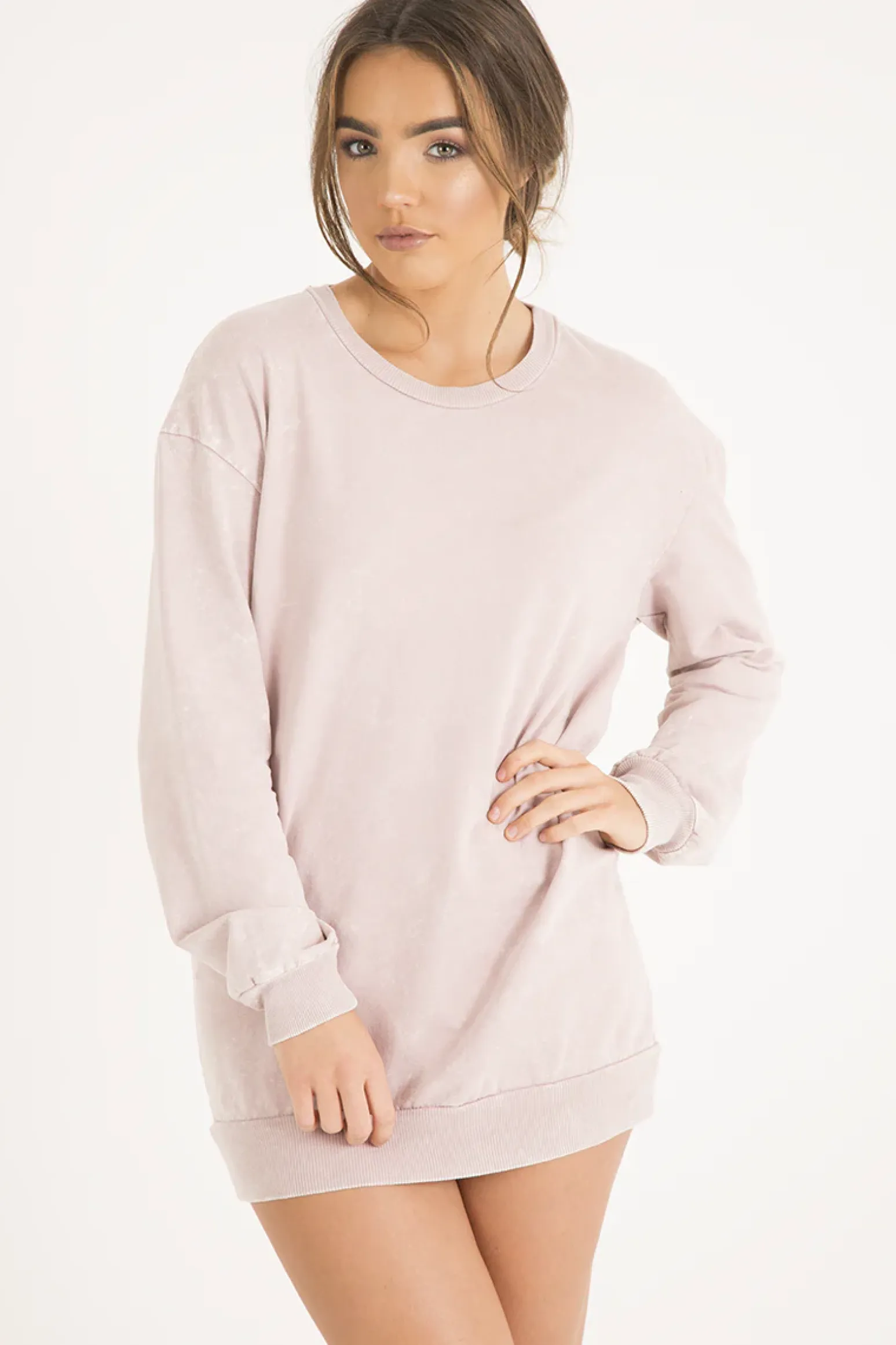 Rebellious Fashion Pink Acid Wash Jumper Dress - Cheryl