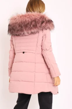 Rebellious Fashion Pink Adjustable Back Long Puffer Coat - Maezie