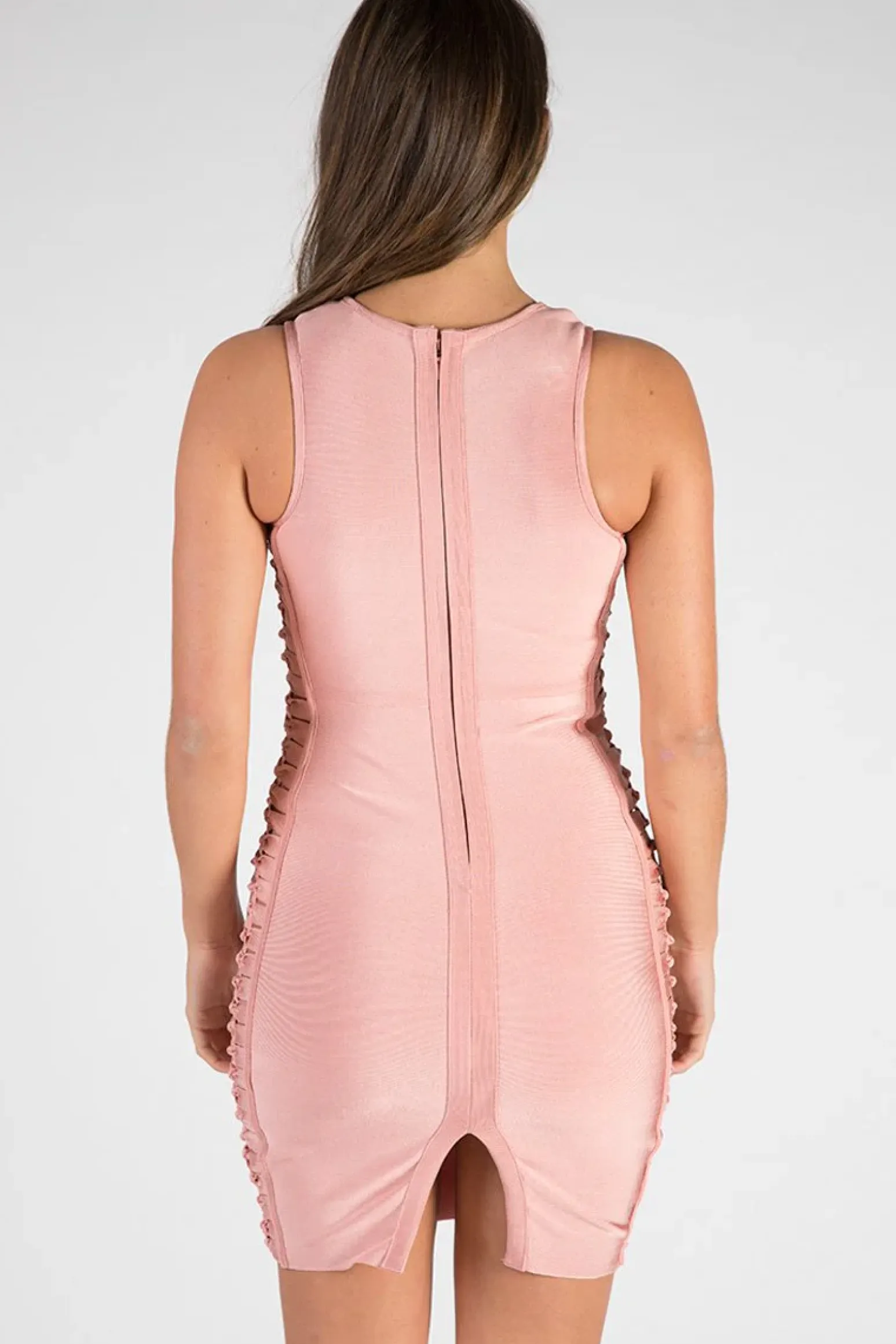 Rebellious Fashion Pink Bandage Side Knotted Mini Dress - Talia