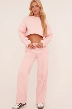 Rebellious Fashion Pink Binding Detail Loungewear Co-ord Set - Ceri