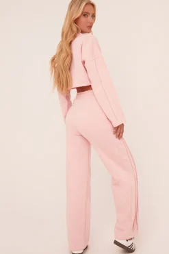 Rebellious Fashion Pink Binding Detail Loungewear Co-ord Set - Ceri