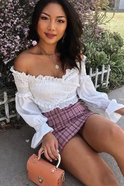 Rebellious Fashion Pink Checked Bodycon Mini Skirt - Adaya