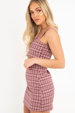 Rebellious Fashion Pink Checked Crop Top - Bianka
