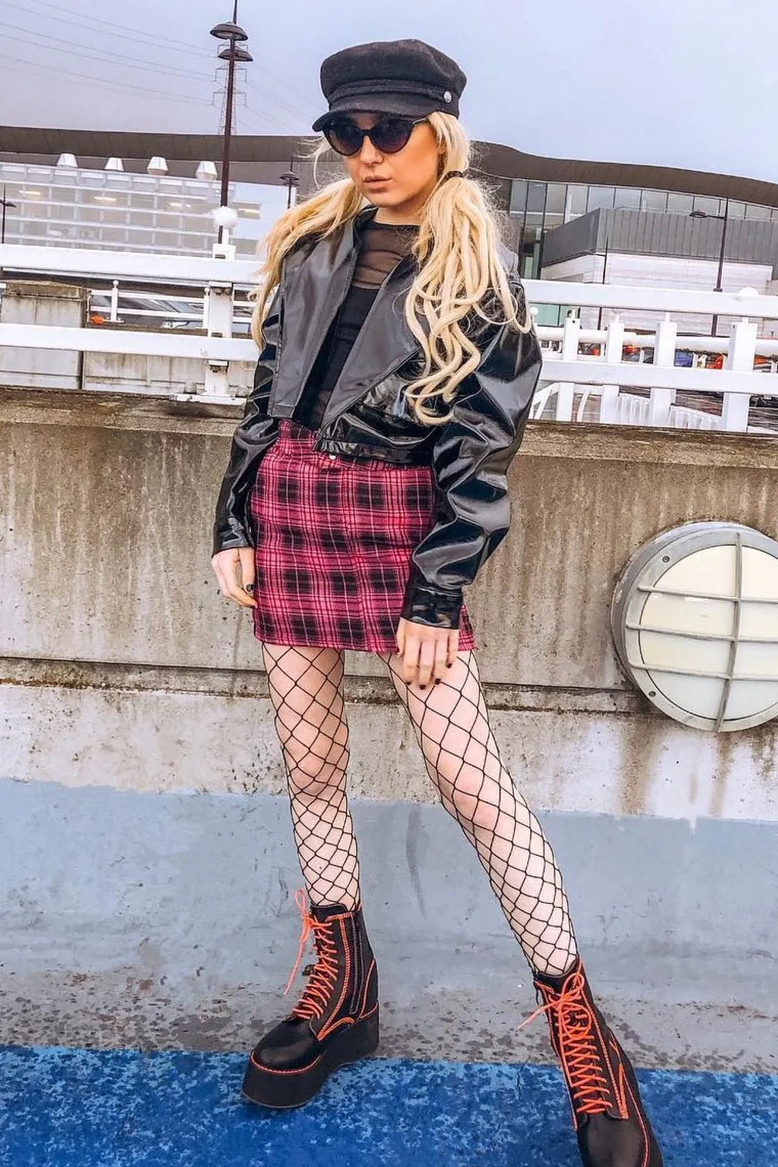 Rebellious Fashion Pink Check High Waist Mini Skirt - Lyra