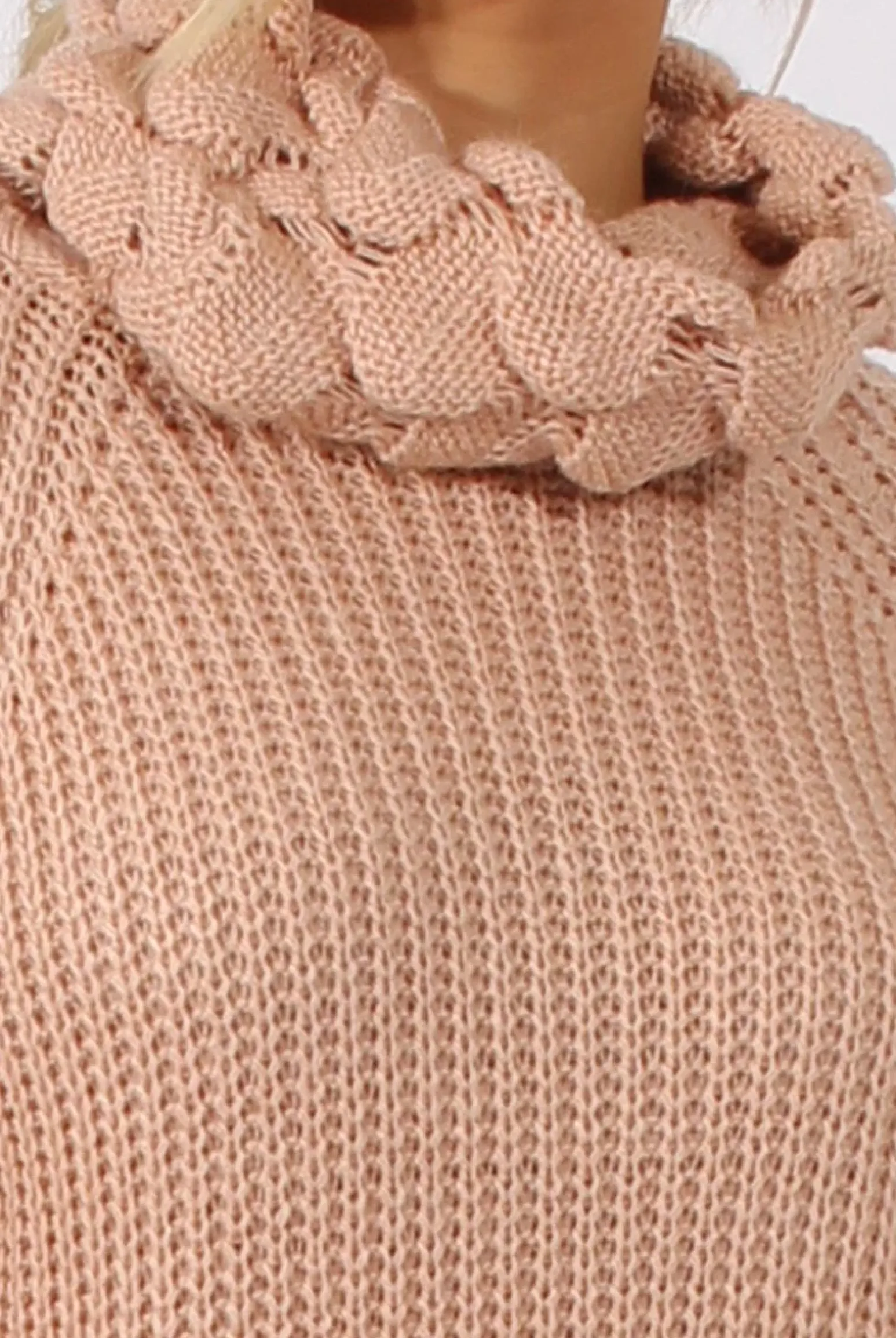 Rebellious Fashion Pink Chunky Turtleneck Knit Jumper Dress - Cloe