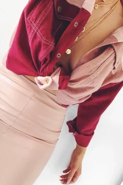 Rebellious Fashion Pink Contrast Oversized Denim Jacket - Keeli