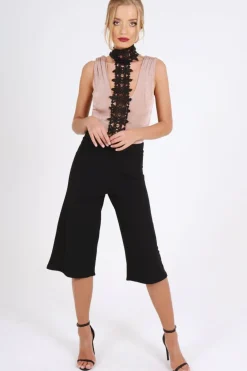 Rebellious Fashion Pink Crochet Choker Bodysuit - Tamara