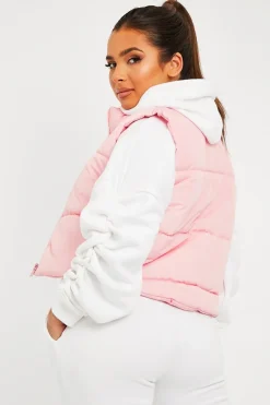 Rebellious Fashion Pink Cropped Puffer Gilet - Zura