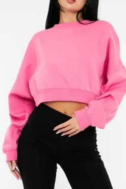 Rebellious Fashion Pink Cropped Sweatshirt - Kieva