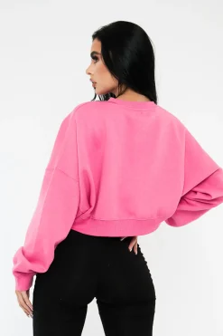 Rebellious Fashion Pink Cropped Sweatshirt - Kieva