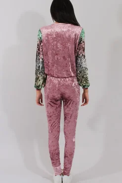 Rebellious Fashion Pink Crushed Velvet Jumper - Rainie