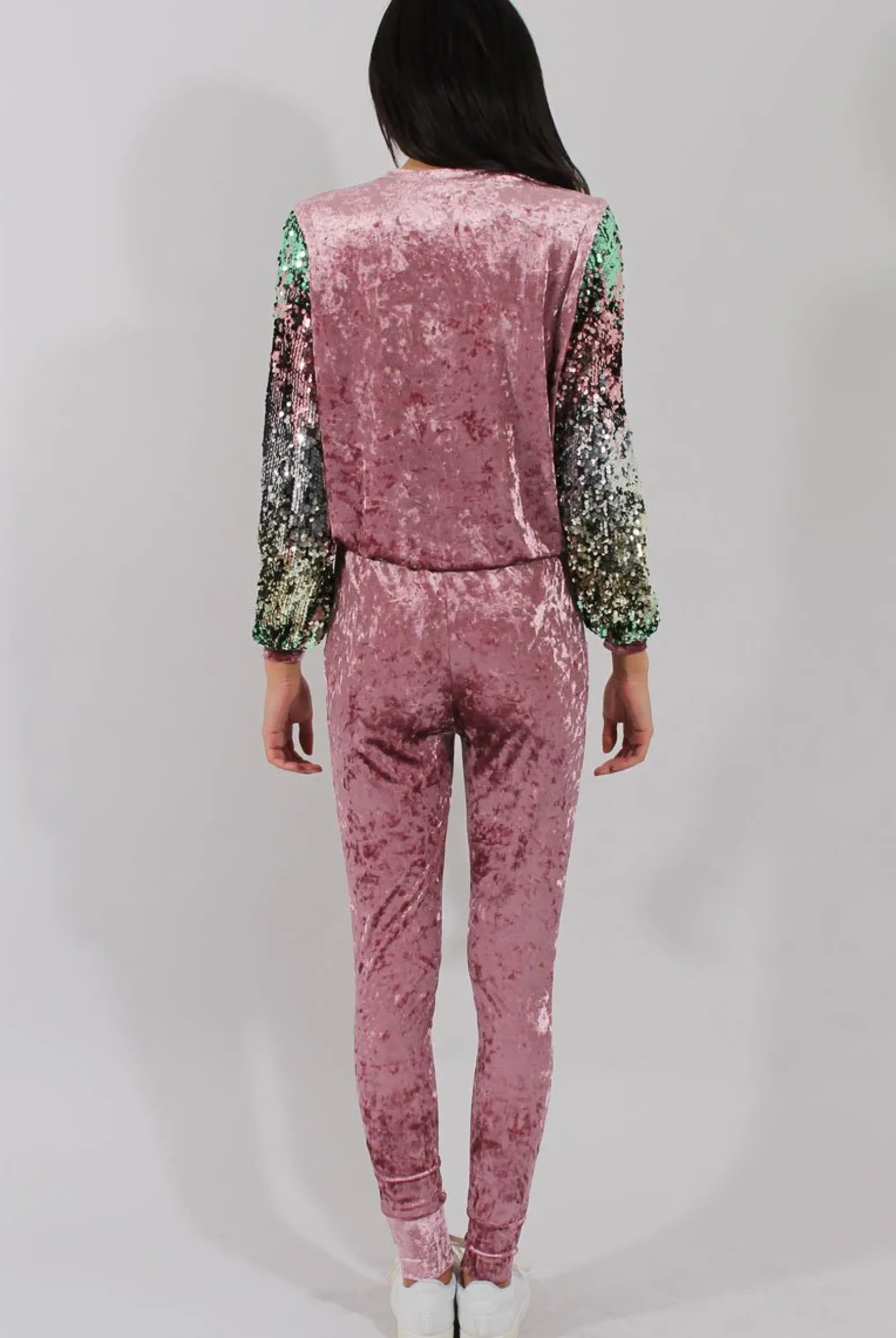 Rebellious Fashion Pink Crushed Velvet Jumper - Rainie