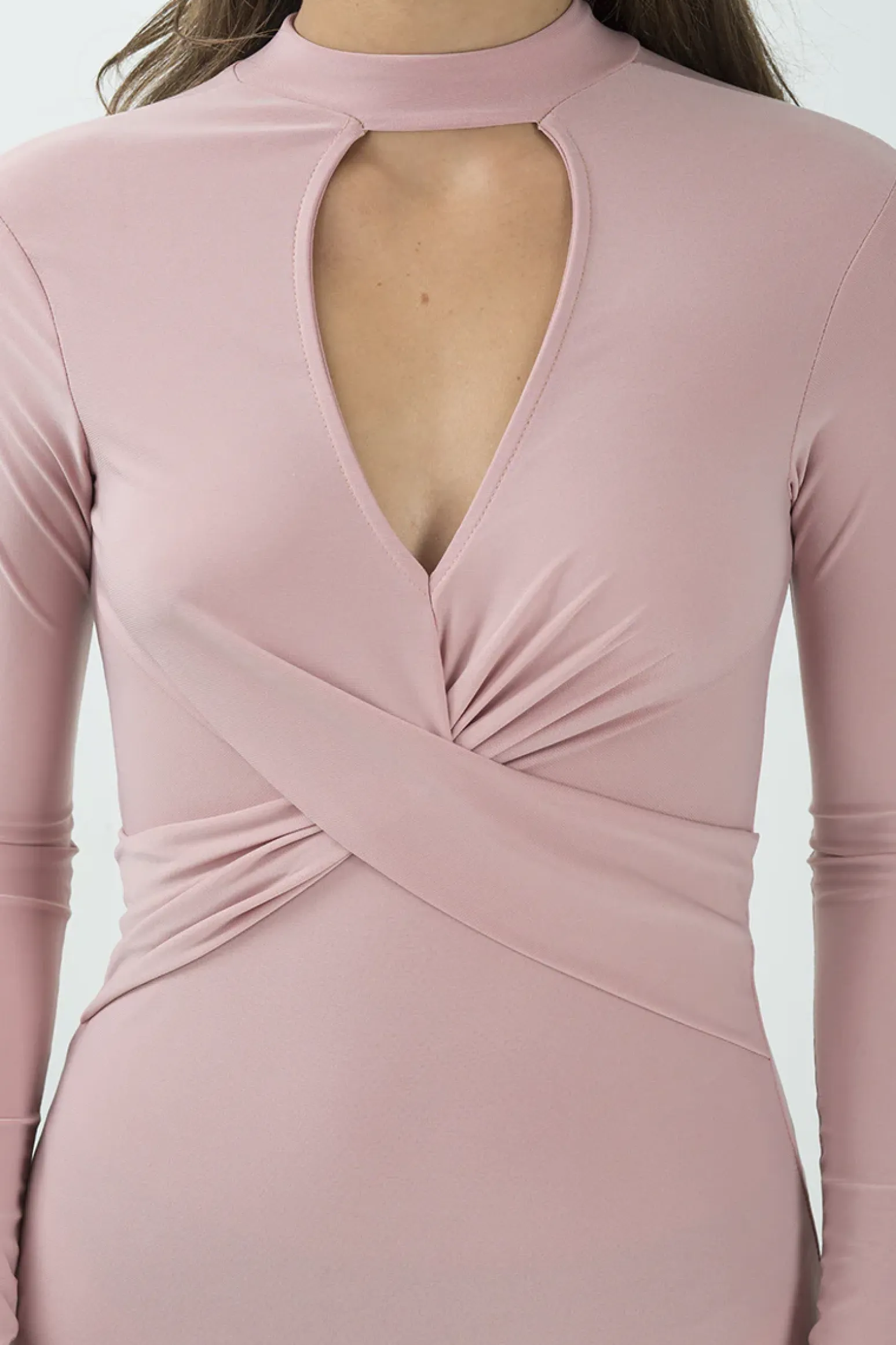 Rebellious Fashion Pink Cut Out Choker Cross Over Bodycon Dress - Toula
