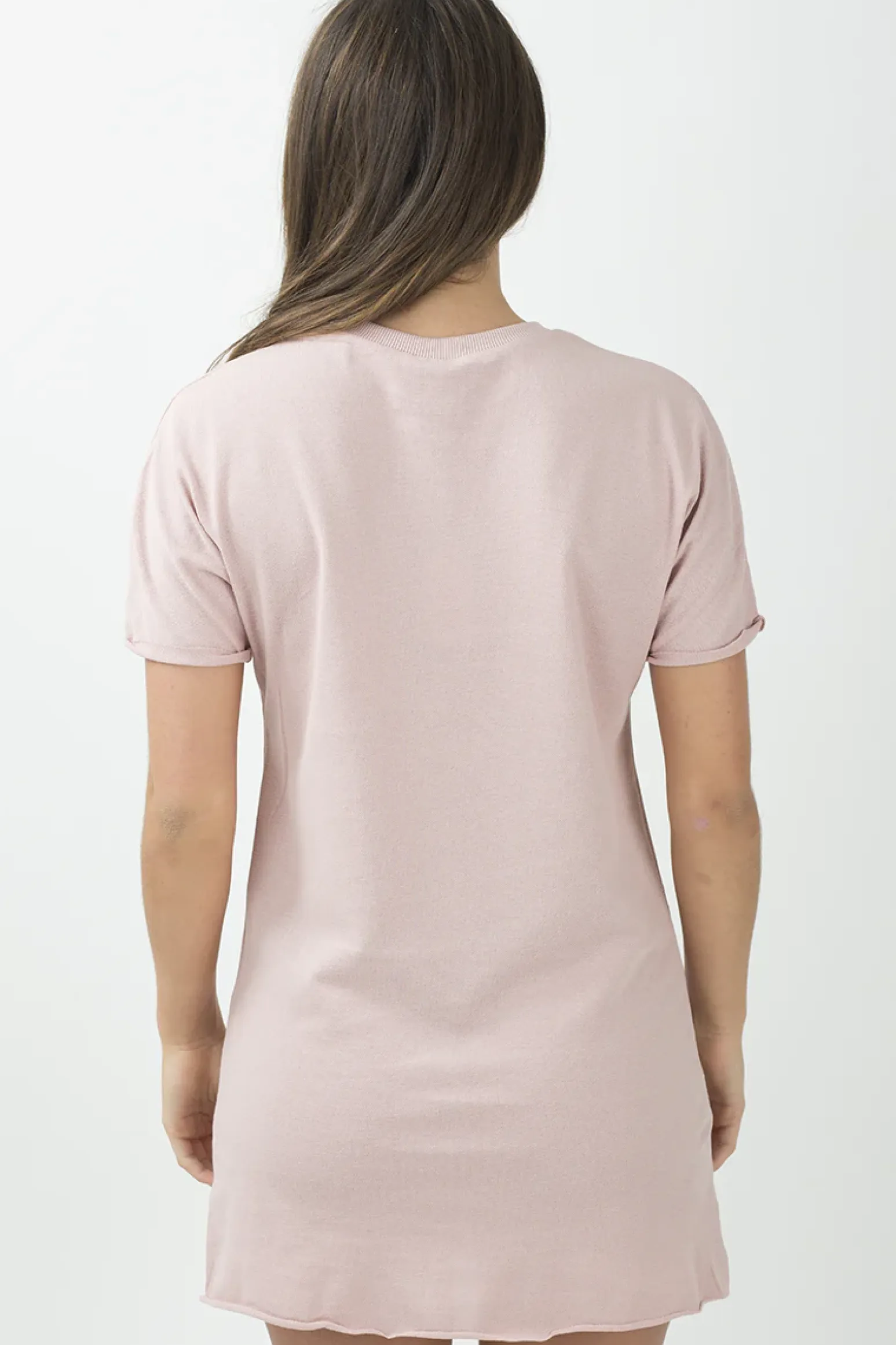 Rebellious Fashion Pink Distressed Badge Detail T Shirt Dress - Kalani