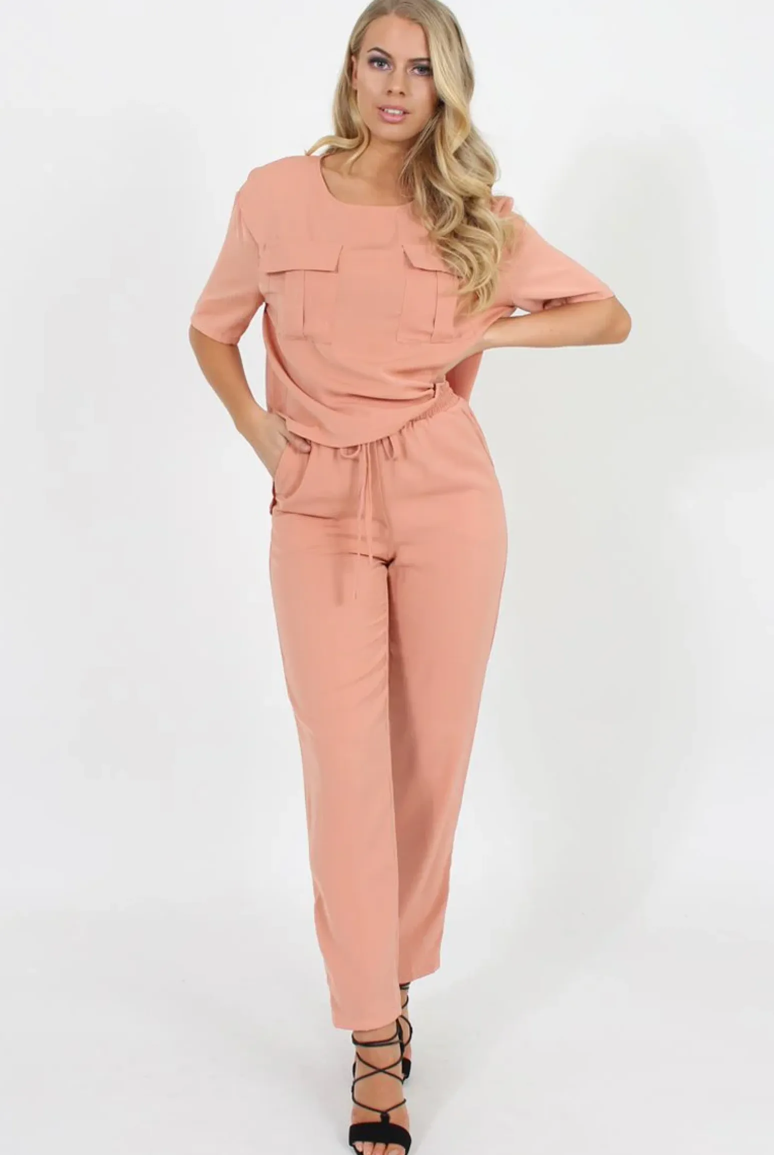 Rebellious Fashion Pink Elasticated Waist & Zip Detail Trousers - Parker
