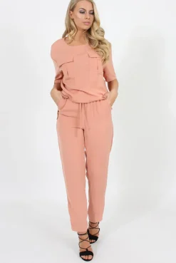 Rebellious Fashion Pink Elasticated Waist & Zip Detail Trousers - Parker