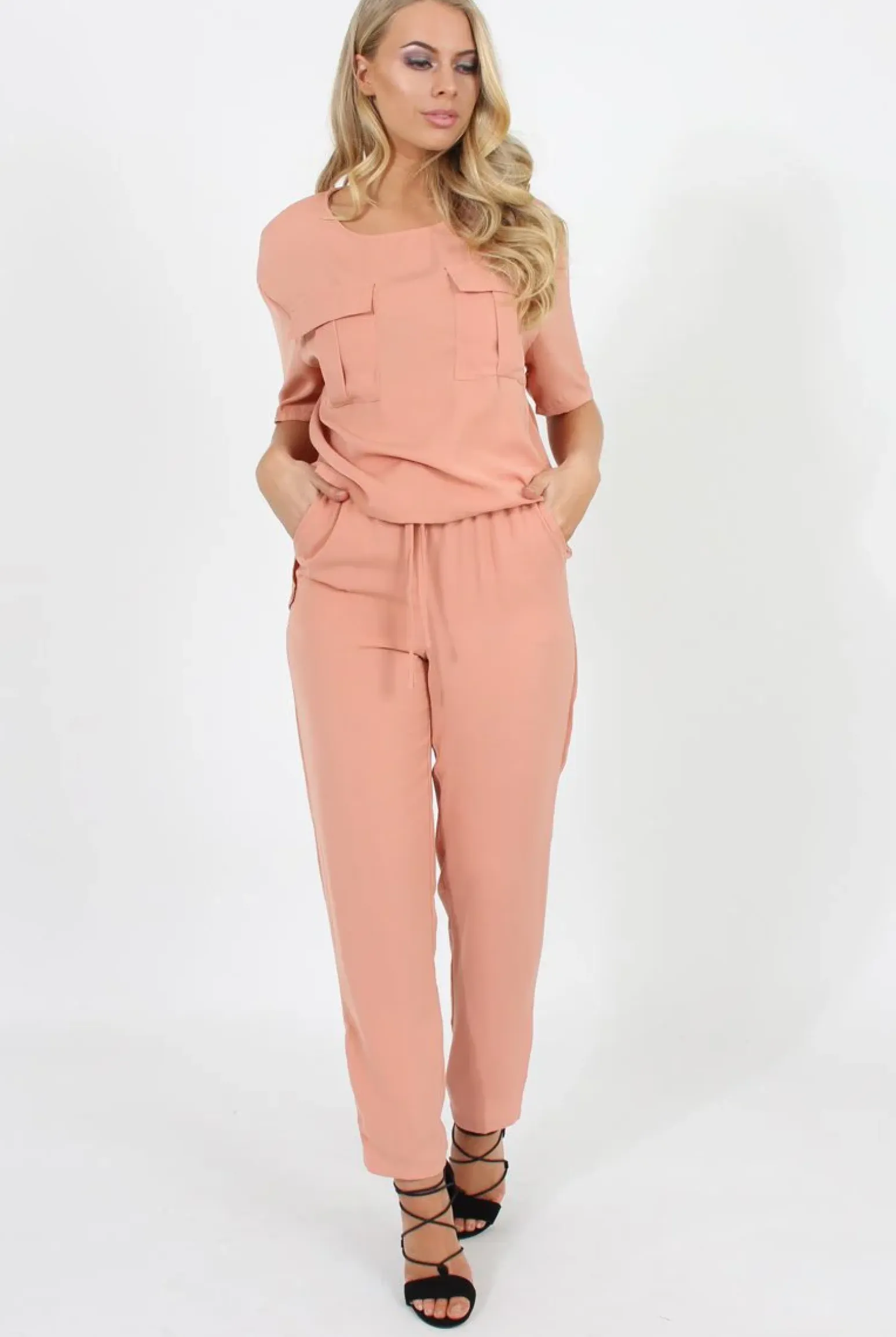Rebellious Fashion Pink Elasticated Waist & Zip Detail Trousers - Parker