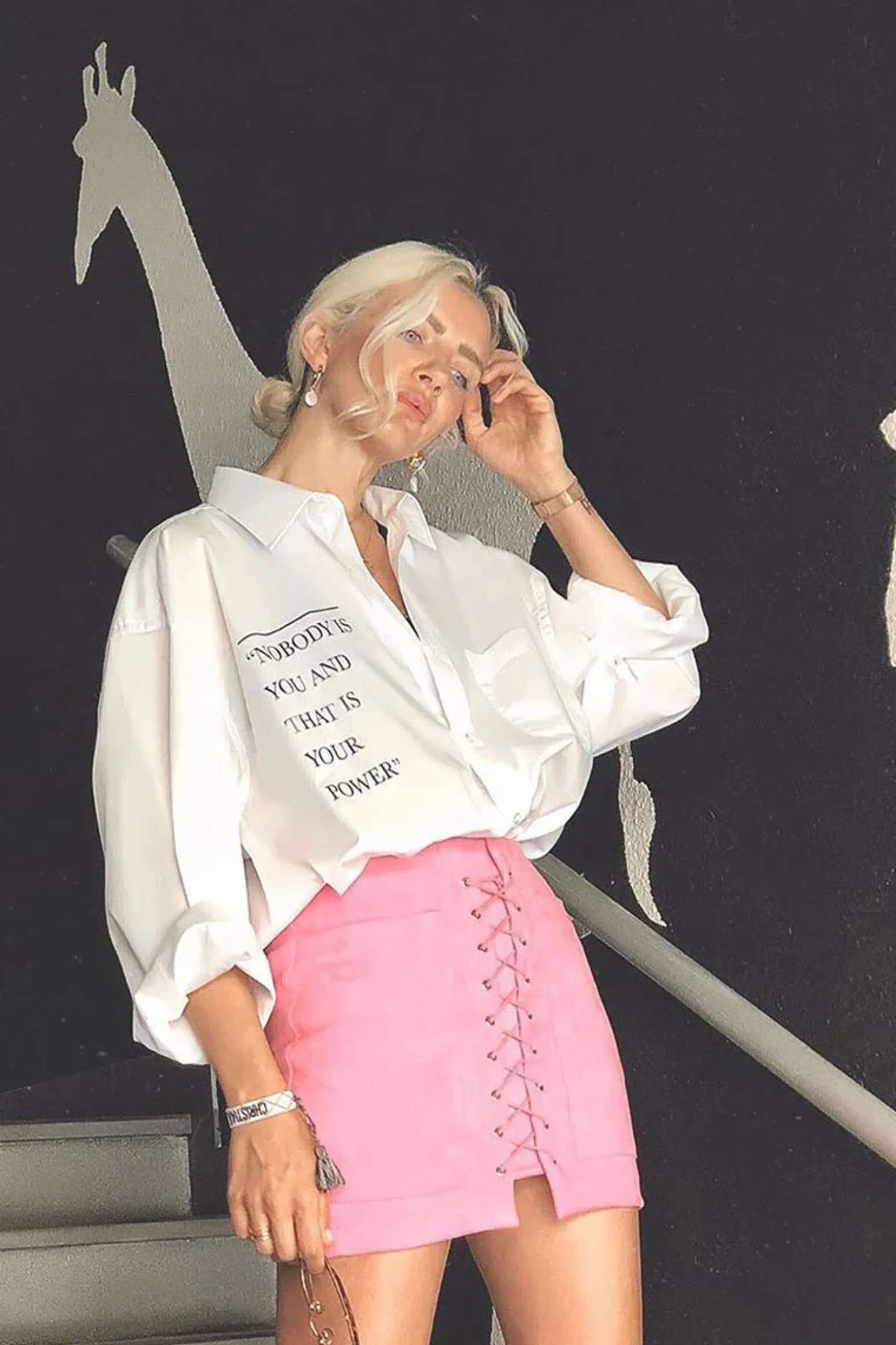 Rebellious Fashion Pink Faux Suede Lace Up Mini Skirt - Evelise
