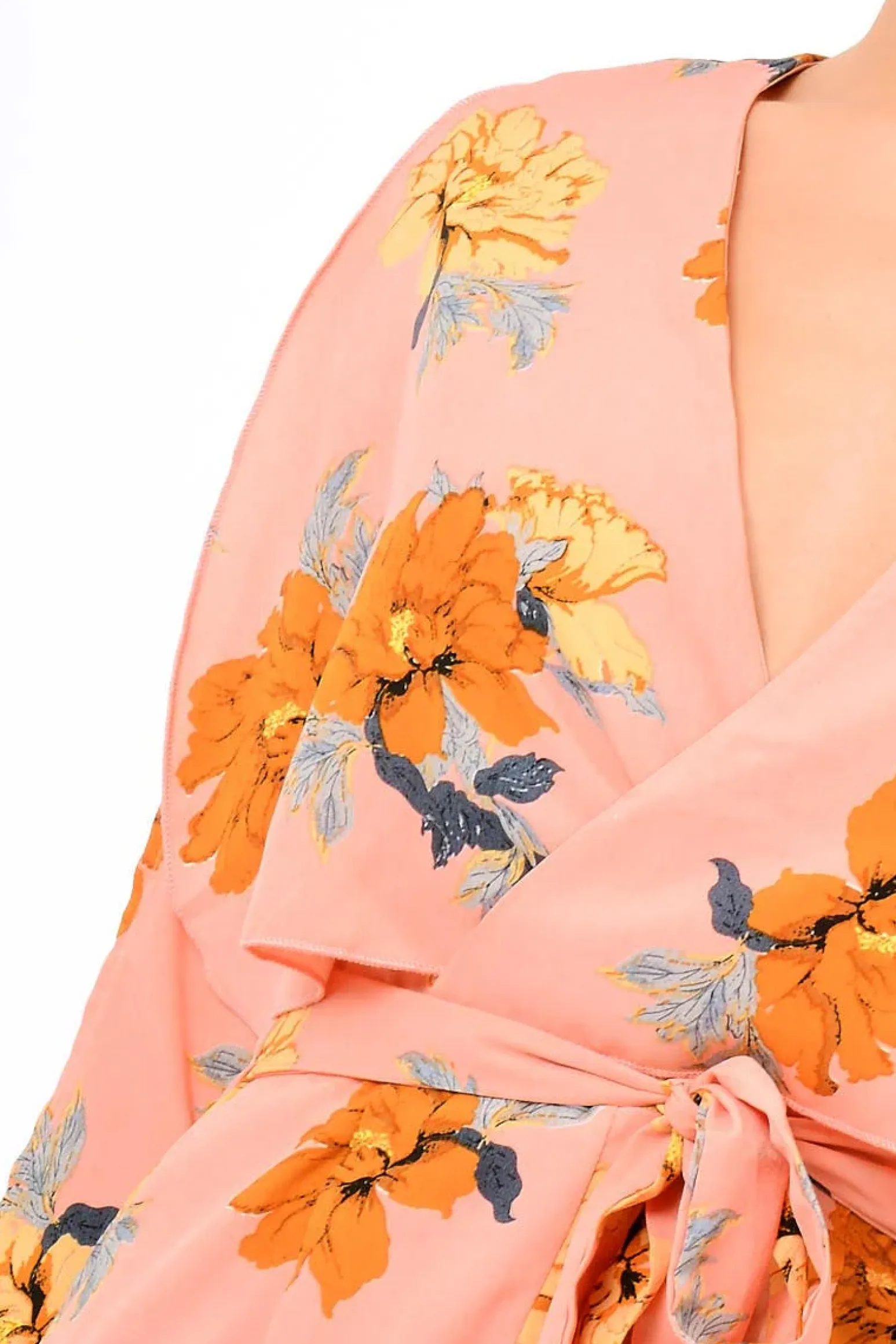 Rebellious Fashion Pink Floral Panel Wrap Playsuit - Ladonna