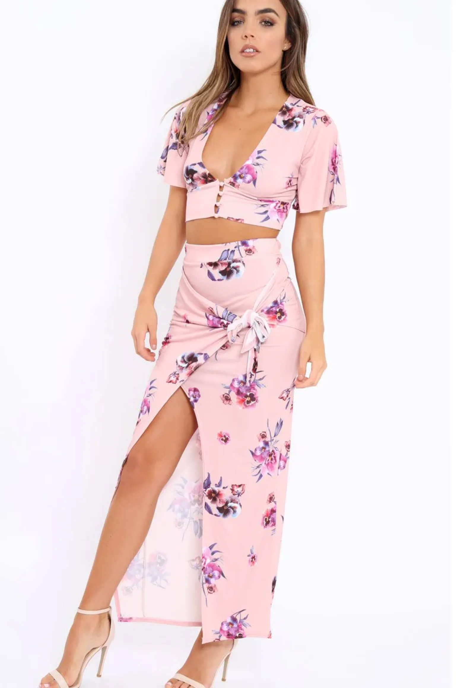 Rebellious Fashion Pink Floral Print Co-ord Set - Shayna