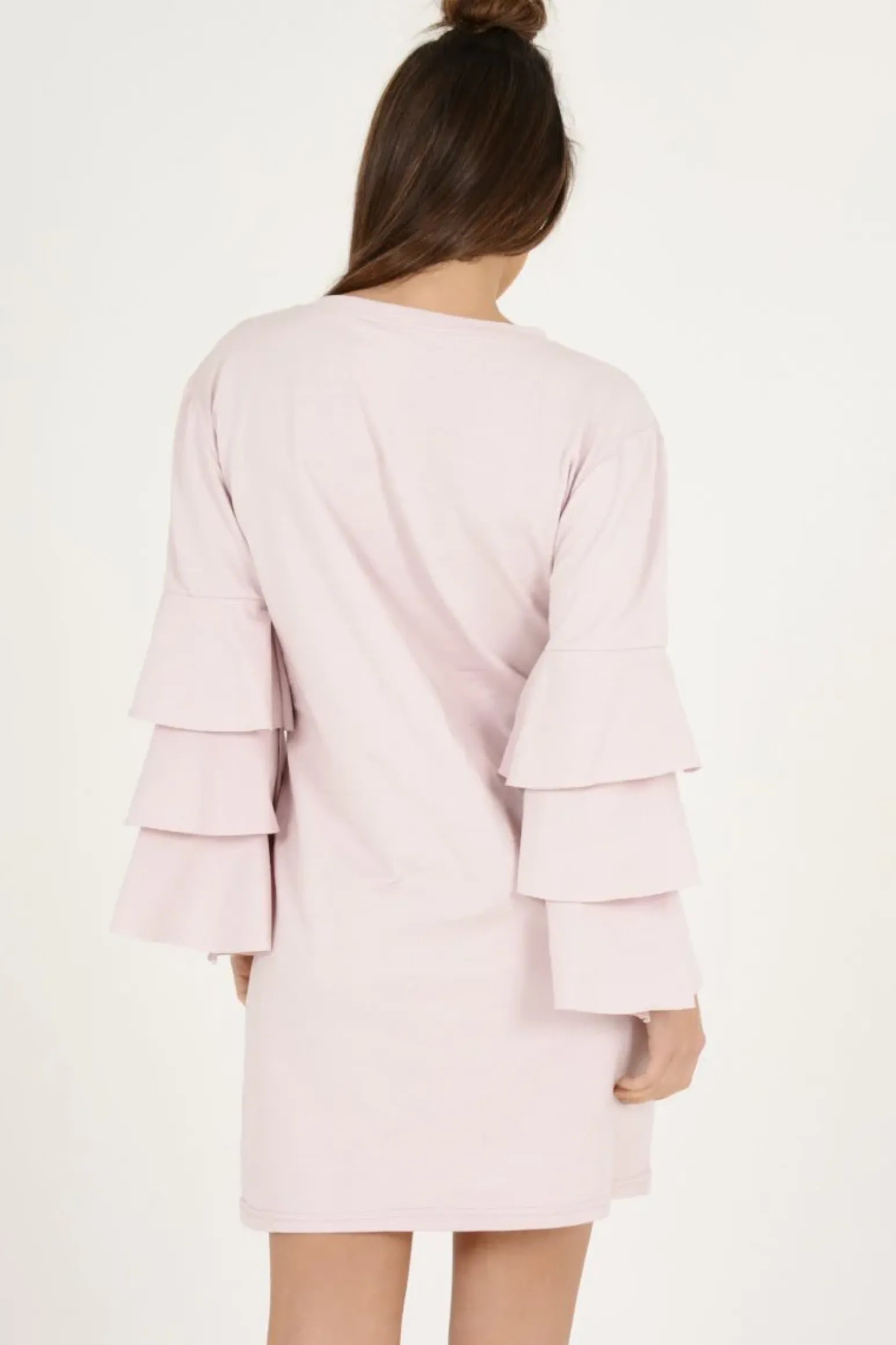 Rebellious Fashion Pink Frilled Sleeve Swing Dress - Aaria