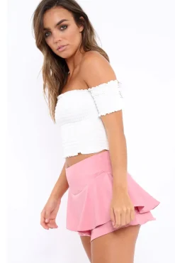 Rebellious Fashion Pink Frill High Waisted Shorts - Claudelle