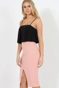 Rebellious Fashion Pink High Waisted Midi Skirt - Bobbie