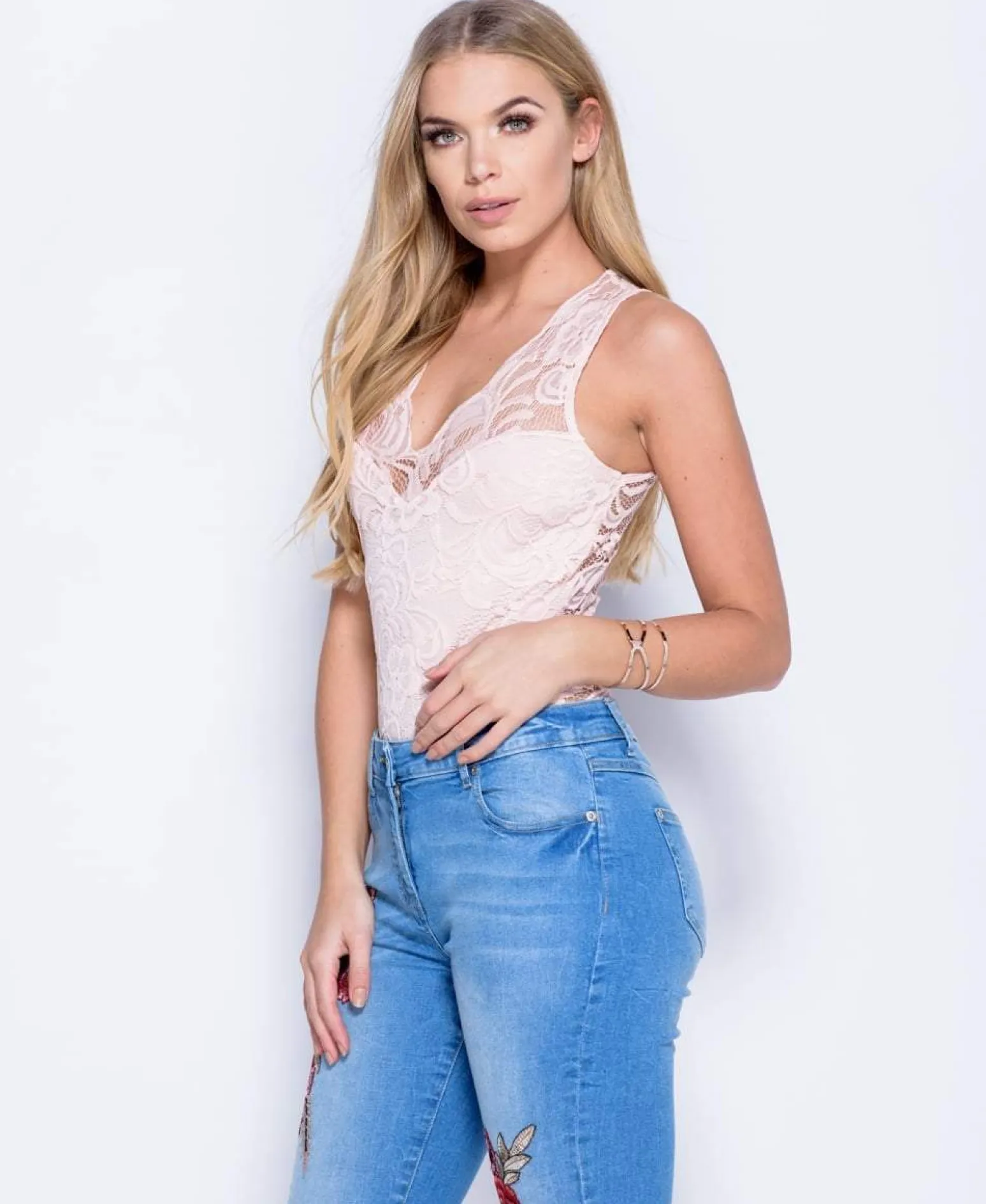 Rebellious Fashion Pink Lace Bodysuit - Aubrey
