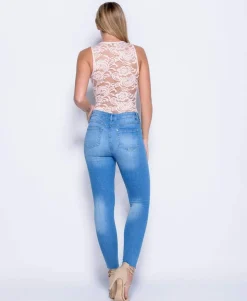 Rebellious Fashion Pink Lace Bodysuit - Aubrey