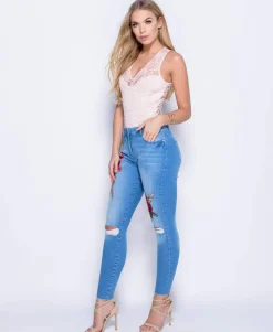 Rebellious Fashion Pink Lace Bodysuit - Aubrey