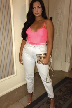 Rebellious Fashion Pink Lace Hook Front Bodysuit - Sabrina