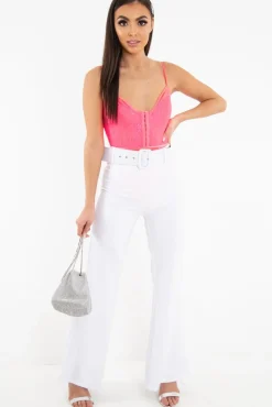 Rebellious Fashion Pink Lace Hook Front Bodysuit - Sabrina