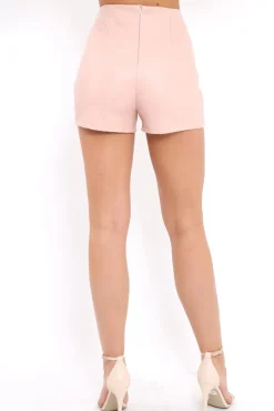 Rebellious Fashion Pink Lace Up Front Leather Shorts - Coriane