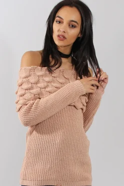 Rebellious Fashion Pink Layer Bardot Jumper- Sammie