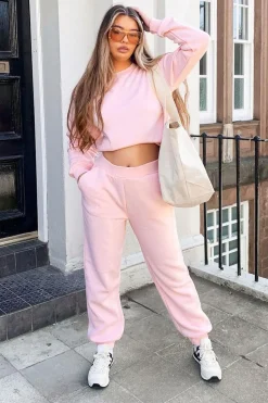 Rebellious Fashion Pink 'Lazy Girls Club' Slogan Joggers - Sahra