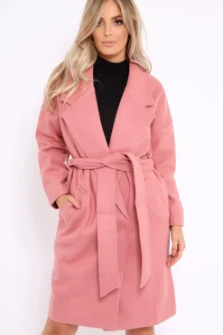 Rebellious Fashion Pink Long Duster Coat - Nina