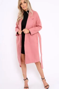 Rebellious Fashion Pink Long Duster Coat - Nina