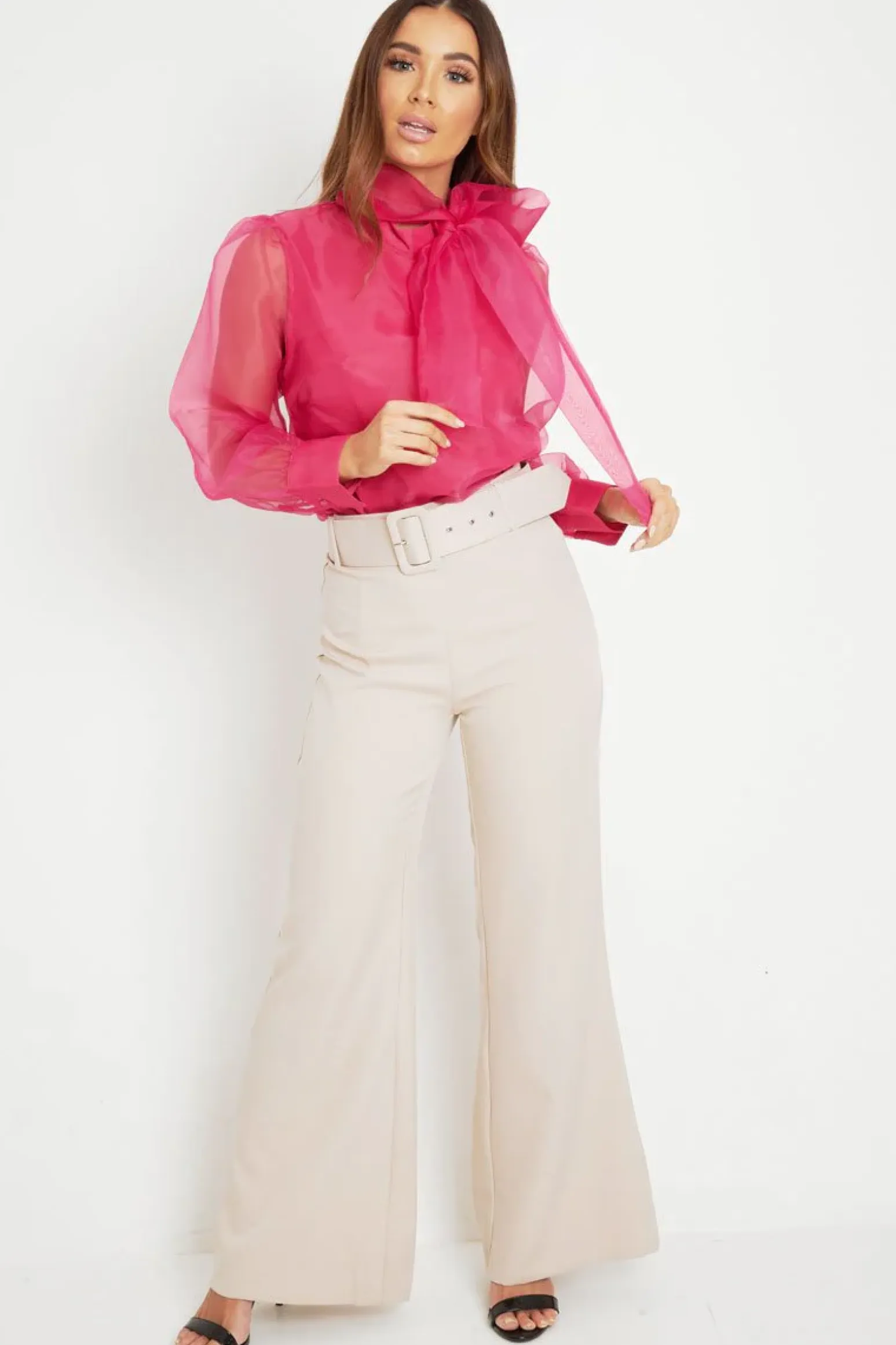 Rebellious Fashion Pink Mesh Balloon Sleeve Blouse - Elvina