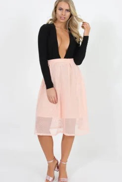 Rebellious Fashion Pink Mesh Midi Skirt - Paloma