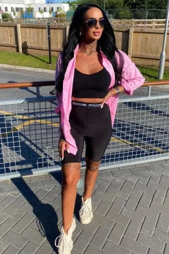 Rebellious Fashion Pink Oversized Button Up Shirt - Eliza