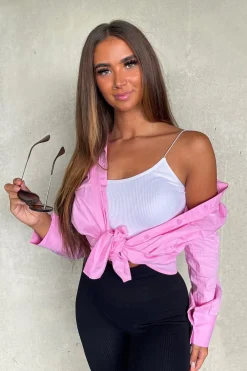 Rebellious Fashion Pink Oversized Button Up Shirt - Eliza