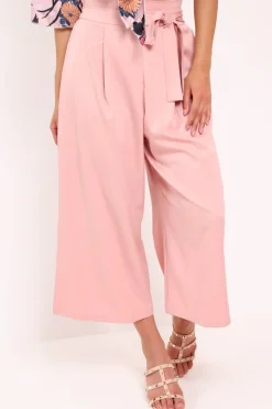 Rebellious Fashion Pink Paper Bag Waist Culottes - Eris